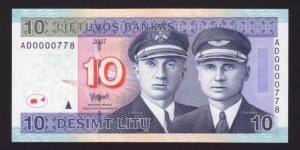 Lithuania 2007 P-68 10 Litu Banknote