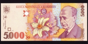 Romania 1998 P-107 5000 Lei Banknote