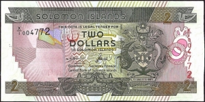 Solomon Islands N.D. 2 Dollars.

Replacement.

Cut unevenly. Banknote