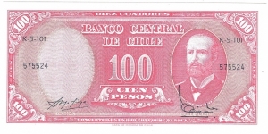 100 Pesos(overprinted with value 10 Centesimos de Escudo 1960) Banknote