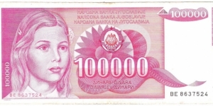 100.000 Dinara (Hard dinar)  Banknote
