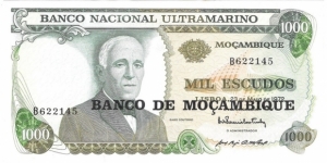 1000 Escudos(overprinted in 1976) Banknote