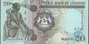 Lesotho 2007 20 Maloti. Banknote