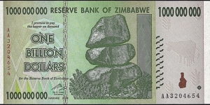 Zimbabwe 2008 1 Billion Dollars. Banknote