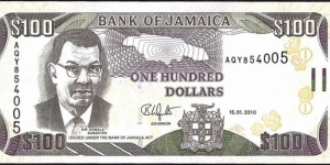 Jamaica 2010 100 Dollars. Banknote