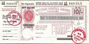 New Zealand 1970 1 Dollar & 7 Cents on 10 Shillings postal order.

'$1. 7c' overprinted  above '10/-'.

Issued at Havelock North. Banknote