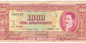 1000 Bolivianos(1945) Banknote