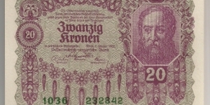 Austria 20 Kronen 1922 P76. Banknote