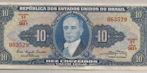 Brazil 10 Cruzeiros 1961-63 P167. Banknote