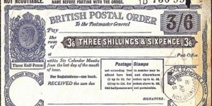 England 1945 3 Shillings & 6 Pence postal order.

Issued at Woolston,Southampton  (Hampshire). Banknote