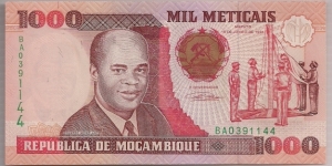 Mozambique 1000 Meticais 1991 P135. Banknote