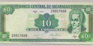 Nicaragua 10 Cordobas 1999 P188. Banknote