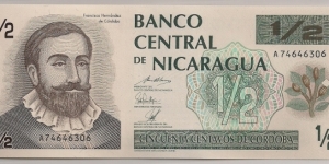 Nicaragua half Cordoba 1992 P172. Banknote