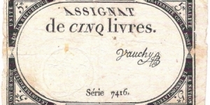 5 Livres(Assignat 1793) Banknote