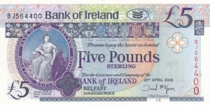 Northern Ireland P79b (5 pounds 20/4-2008) Banknote