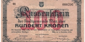 100 Kronen(Regional Issue-Wien 1918) Banknote