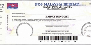 Labuan 2011 4 Ringgit postal order. Banknote