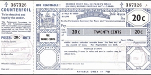 Fiji 2006 20 Cents postal note.

Issued at Ba. Banknote