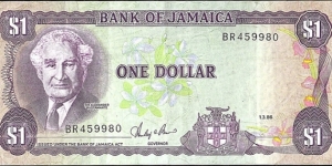 Jamaica 1986 1 Dollar. Banknote