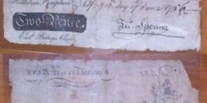 2 Pence. Woodmancoat Bank. Signed John Spencer for Sir WM Dentist. Banknote