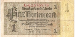 1 Rentenmark(Third Reich 1937)  Banknote