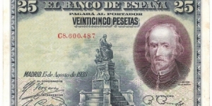 25 Pesetas(1928) Banknote