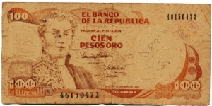 Cien Pesos oro
A well used note Banknote