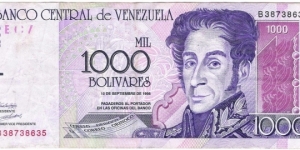 1000 Bolivares(1998) Banknote