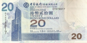 Hong Kong SAR
Bank of China
20 Hong Kong Dollars Banknote