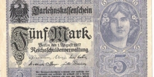 5 Mark(German Empire 1917)  Banknote