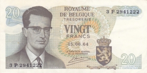 Belgium P138 (20 francs 15/6-1964) Banknote