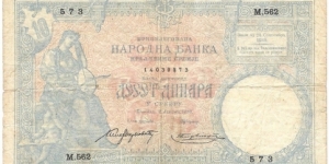 10 silver Dinara/Francs(1893) Banknote