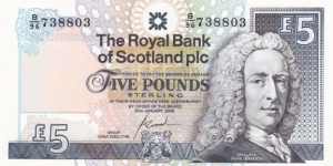 Scotland P352d (5 pounds 20/1-2005) The Royal Bank of Scotland Banknote