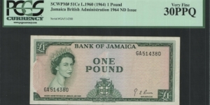 Jamaica 1 pound P 51Ce  Banknote