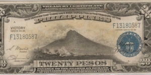 PI-98a Philippine 20 Peso Victory note. Banknote