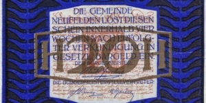 Neufelden Austria  20 Heller rev - Notgeld Banknote