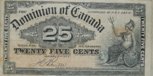 Dominion of Canada Tenty Five Cent Shinplaster Banknote