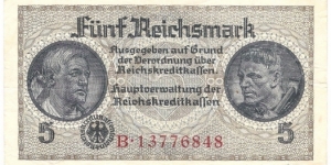 5 Reichsmark/german occupied territory(Third Reich 1939-1945) Banknote