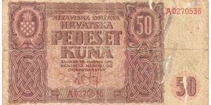 50 Kuna(1941) Banknote