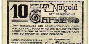 *NOTGELD*__10 Heller__pk# NL__Gaflenz Banknote