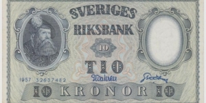 1957 Sweden 10 Krona Banknote