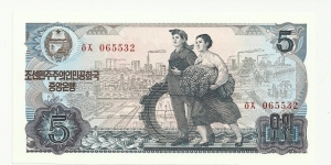 NKorea 5 Won 1978-red Banknote