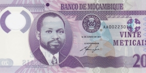 Mozambique PNew (20 meticais 16/6-2011) (Polymer) Banknote