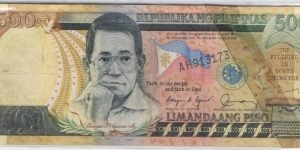 500 Pesos under Corazon Aquino Administration, Error - Slanted serial (right side) and missing bottom left serial Banknote