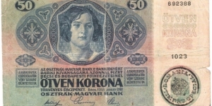 50 Korona(Provisional issue for Transylvania and Banat 1919) Banknote