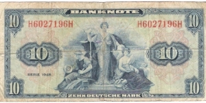 10 Mark(West Germany-U.S.ARMY COMMAND 1948 First issue)  Banknote