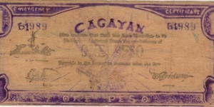 S-186 Cagayan 1 Peso note with hand corrected serial number. Banknote