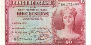 10 Pesetas(1935) Banknote