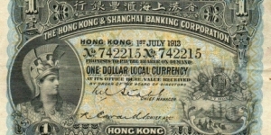 Hong Kong & Shanghai Banking Corp. HSBC $1 Banknote