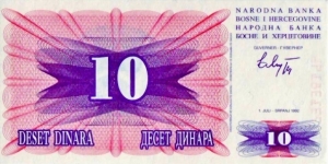 Banknote from Bosnia